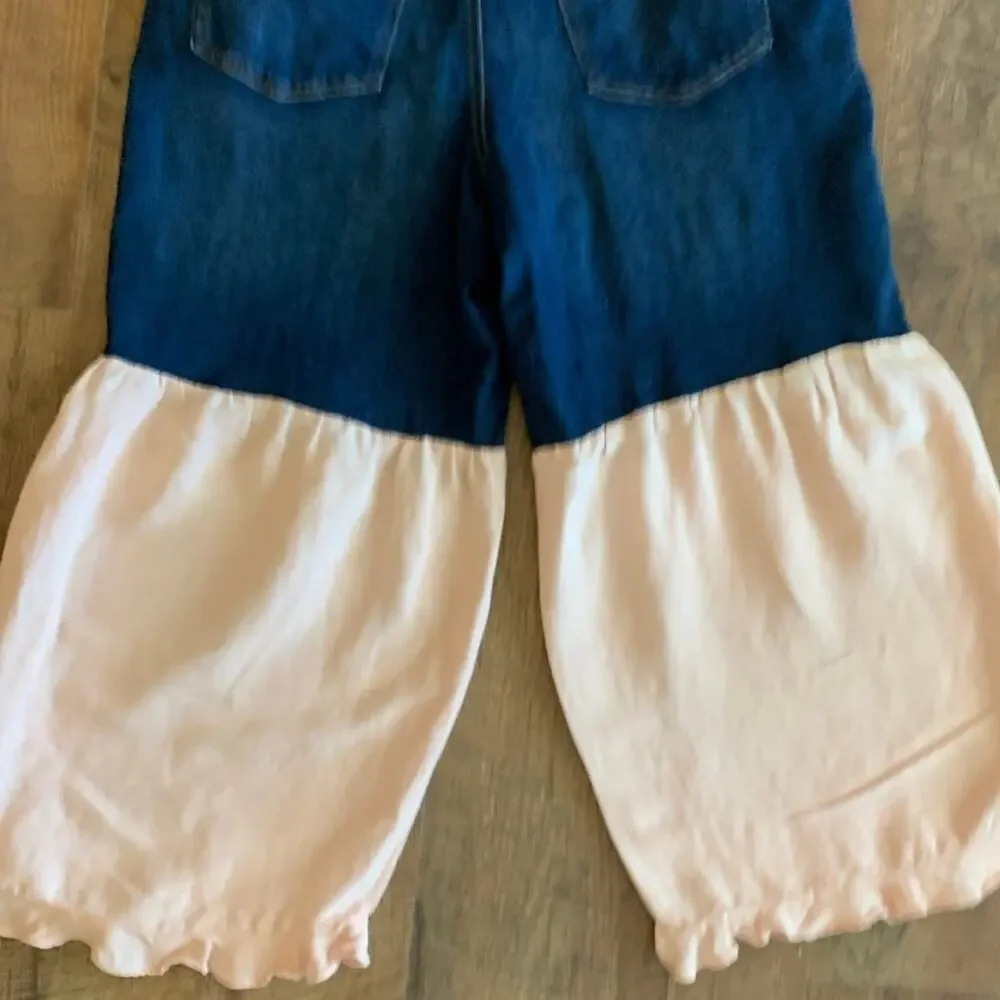 SOFIA JEANS UPCYCLED BOHO HIPPIE GYPSY APPLIQUE BELL LINEN RUFFLED HEM PLUS 18 - Picture 7 of 7